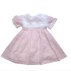 Vintage Pink and White Kids Formal Dress